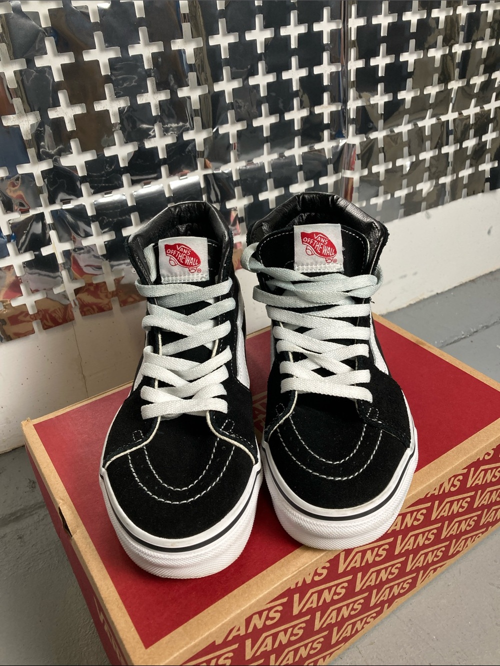 Vans Kids Black and White High-Top Skate Sneakers